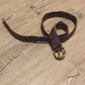 Brown Braided Leather Belt